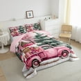 thumbnail image 3 of jejeloiu Christmas Gift Truck Full Size Comforter Sets,Xmas Tree Bedding Comforter Set,Happy New Year Bedding Sets For Girl Kids,Ultra Soft Bedroom Decoration Reversible,3-Piece, 3 of 8