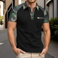 thumbnail image 2 of Telankuip Mens Camo Print Polo Shirts Short Sleeve Collar Outdoor Sports Shirt with Color Block Design Summer Soft Comfortable Lightweight Breathable Casual Tops Black XL, 2 of 8