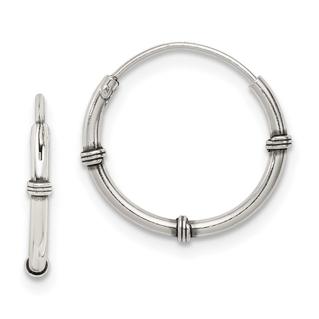 925 Sterling Silver Vintage Endless Hoop Earrings Round