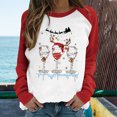 thumbnail image 2 of Camiseta informal de manga larga con cuello redondo y estampado navideño de retazos de primavera para mujer Fridja  bvmnju1517, 2 of 7
