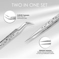 thumbnail image 2 of Eyelash Extension Tweezers Stainless Steel Straight and Curved Volume Lash Tweezers Set of 2 for Professional Eyelash Extension Application -9 Holes, 2 of 6