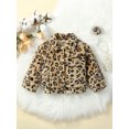 thumbnail image 2 of ZAXARRA Girls Autumn Winter Plush Coats Solid Color/Leopard Print Lapel Button Outerwear, 2 of 9