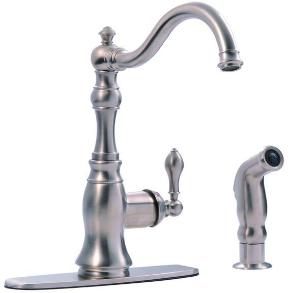 Fontaine Bellver 2 or 4 Hole, Single Handle Traditional Kitchen Faucet with Spray in Brushed Nickel