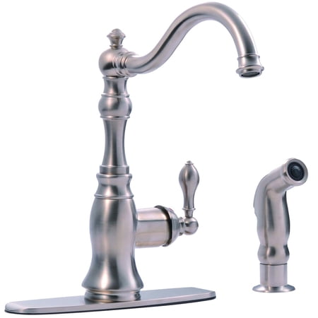 Fontaine Bellver 2 or 4 Hole Single Handle Traditional Kitchen Faucet with Spray in Brushed Nickel