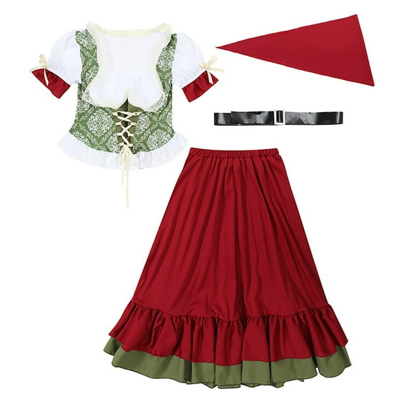 TBWNWG Girls Outfits & Sets Kids European Festival Stage Play Rural Farm Dress Children's Clothing for Play and Outdoor,Sizes 14-16 Years