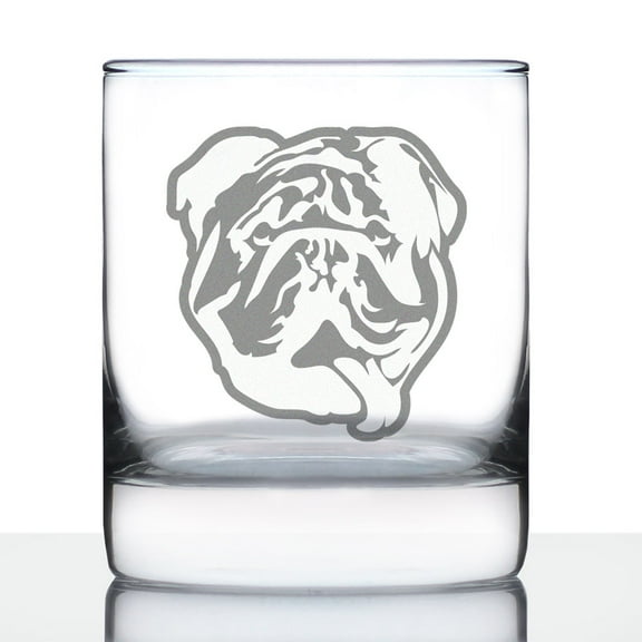 Bevvee Whiskey Rocks Glass 10.25 oz English Bulldog Face English Bulldog Owner Gifts Glassware & Drinkware