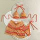 thumbnail image 3 of Traje de Baño de Tres Piezas para Mujeres Moda Casual Vacaciones Bordado Correa a Rayas Traje de Baño Dividido Conjunto con Sujetador Acolchado Extraíble, 3 of 7
