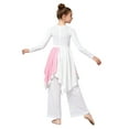 thumbnail image 5 of TSSOE Kids Girls Long Sleeve Praise Dance Dress Asymmetrical Liturgical Worship Church Robe and Wide Leg Pants Set Pink 14, 5 of 7
