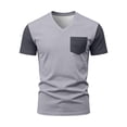 thumbnail image 3 of LIIPEE Mens T-Shirts Father'S Day Gifts Summer Casual Color Block V-Neck Set-In Short Sleeve Pullover Male Regular Fashion Comfortable Breathable Soft Daily Versatile Tee Tops With A Pocket,XXXL, 3 of 8