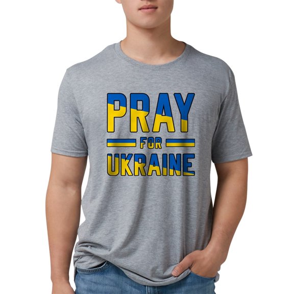 CafePress - Pray For Ukraine T Shirt - Mens Tri-blend T-Shirt
