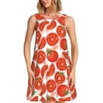 thumbnail image 1 of Vsdgher Robes d'Été Imprimé Tomates pour Femmes Robe Décontractée Col en U Robe de Plage Sans Manches Robe d'Été Ample avec Poche, 1 of 7