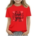 thumbnail image 2 of Spazoro Toddler Girls T-shirts, Crewneck Casual Summer Love Mom Short Sleeve Tops Red Size 2-13T, 2 of 7