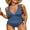 Blue, variant on Scalloped V Neck One Piece Swimsuit for Womens Tummy Control Monikini Swimwear Adjustable Straps