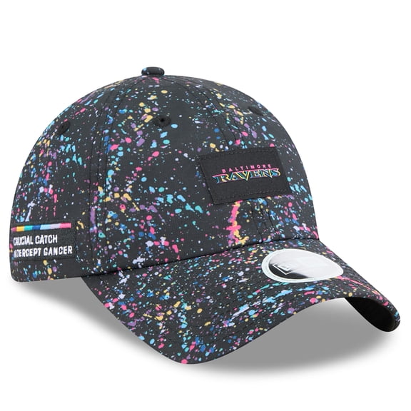 Women's New Era  Black Baltimore Ravens 2025 NFL Crucial Catch Pony Tail Adjustable Hat