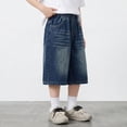 thumbnail image 6 of XEGLSBU Boys Jeans Boys Short Summer Shorts Baggy Fashion Outdoor Shorts Elastic Waist Casual Summer Short Trousers z260612-1-Blue Size 7-8 Years, 6 of 7