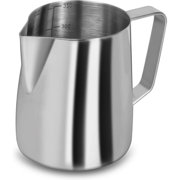 Milk Frothing Pitcher, 12 Oz Milk Frother Steamer Cup Stainless Steel Espresso Cup
