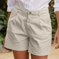 thumbnail image 3 of Mlqidk Khaki Linen Shorts Women Dressy Casual Bermuda Shorts Wide Leg High Waisted Chino Shorts with Pockets Trendy Summer Khaki M, 3 of 7