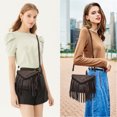 thumbnail image 2 of KouLi Buir Leather Envelope Fringe Shoulder Bag Tassel Crossbody Handbag Women's Purse (Coffee), 2 of 6