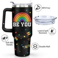 thumbnail image 4 of Rainbow Pride Flag Tumbler, LGBTQ Awareness Month Gifts, Retro Be You Travel Mug, Gay Pride Cups Lesbian Gifts for Women Men, 40 Oz Stainless Steel Tumbler With Handle & Straw, 4 of 5