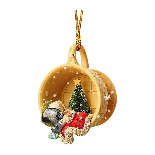 Adorno colgante de perro de Navidad/Ornamento colgante interior del coche/Ornamento de de Navidad/Ornamento colgante de acrílico, vacaciones Estilo D