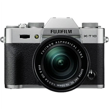 Fujifilm X-T10 16.3 Megapixel Digital SLR Camera with Lens, 16 mm, 50 mm, Silver