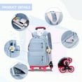 thumbnail image 6 of IvyH Rolling Backpack Teenager School Backpack Waterproof Casual Roller Bag for School Travel,Blue, 6 of 7