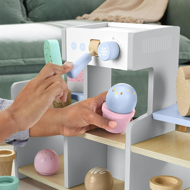Fisher-Price Wooden Ice Cream Shop Set for Preschool Pretend Play