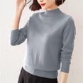 thumbnail image 4 of TKLPEHG Womens Tops Dressy Crew Neck Knitted Sweater Casual Lightweight Fall Tops Solid Color Loose Comfy Long Sleeve T Shirt Fashion Blouses Pullover (Gray,M), 4 of 6
