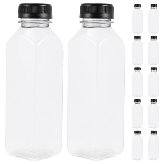 Miangastore 12 Pcs Bouteilles à Jus en Plastique Vides Contenants Transparents Jus Lait Boisson Bouteilles Réutilisables
