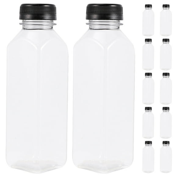 GARVALON 12Pcs Empty Juice Bottle Reusable Plastic Suitable for Outdoor Beverages