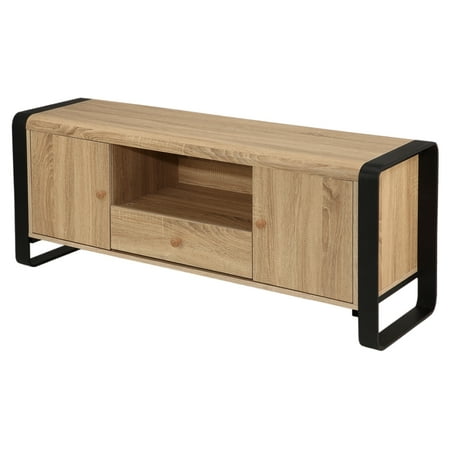 Living Center - Homegear Oak Living Room Furniture TV Bench Stand Media Entertainment Center