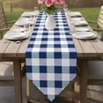thumbnail image 6 of Navy Blue Plaid Table Runner Linen Burlap Table Runner 48 Inches Long Spring Farmhouse Buffalo Checkered Dresser Scarves for Kitchen Island Coffee Dining Party Wedding Banquet Holiday Decor 13"x48", 6 of 8
