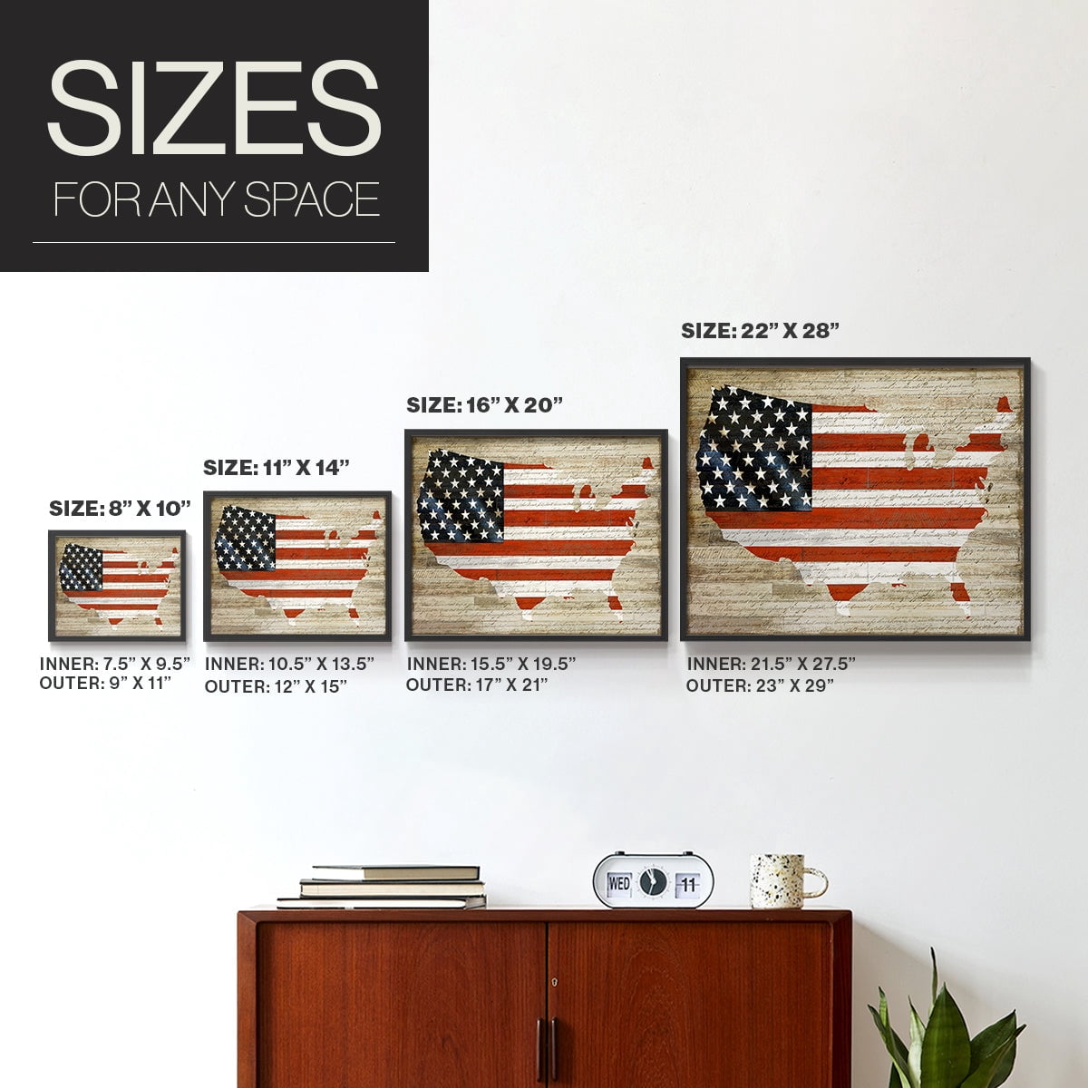 American Flag by Daniela Santiago - Restickable Framed Giclée Print
