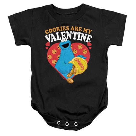Sesame Street Cookies are my Valentine Unisex Infant Snap Suit for Baby, Black, Large
