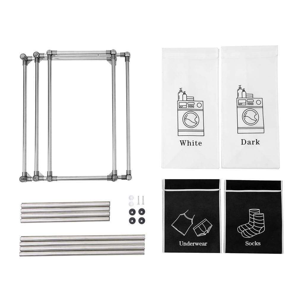 Kadyn Laundry Hamper 2 Tier Laundry Sorter, Modern Laundry Cart with 4 Removable Bags, Vertical Laundry Hamper for Organizing Clothes, Laundry, White+Black Kadyn Laundry Hamper 2 Tier Laundry Sorter, Modern Laundry Cart with 4 Removable Bags, Vertical Laundry Hamper for Organizing Clothes, Laundry, White+Black