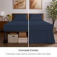 thumbnail image 3 of Mellanni Iconic Collection Pleated Microfiber Bed Skirt 15" Drop, Full, Navy Blue, 3 of 7