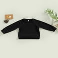 thumbnail image 4 of MesaSe Bébé Garçon Fille Solide Coton Pull Col Rond Manches Longues T-Shirt Tops Printemps Vêtements d'Automne Brun 2-3 Ans, 4 of 7