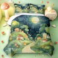 thumbnail image 2 of Homewish Kawaii Woodland Mushrooms Twin Quilt Set,Fungus Plant Twin Coverlet Set,Green,Black Reversible,2-Piece, 2 of 7