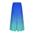 thumbnail image 5 of cocolona Womens Summer Gradient Print Long Skirts Elastic Waist Drawstring Pleated Flowy Midi Skirts Beach Vacation Skirts for Women Blue XL, 5 of 7