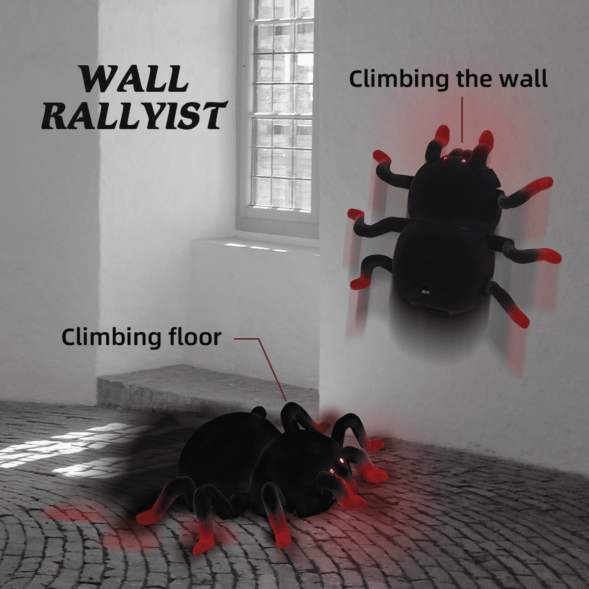 Remote Control Wall - Climbing Spider Toy, Infrared Sensing, 360 °     Rotation & Light Up
