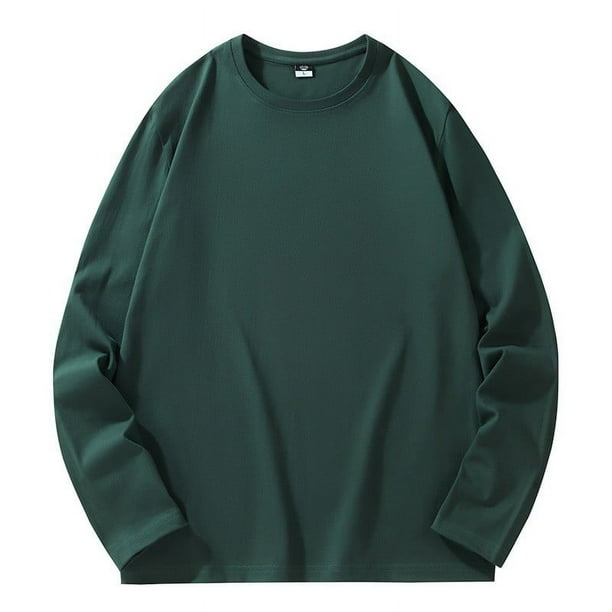 pstuiky camisas de manga larga para hombre, Camisa informal de manga larga con cuello redondo y color liso para hombre. Blusas de manga larga con cuello redondo. Tops de hombre xxl