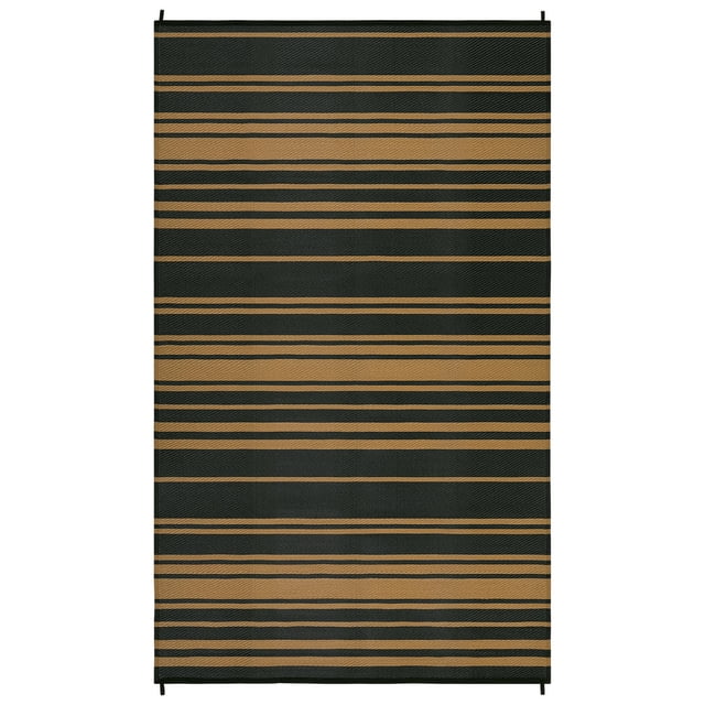 9 x 12 ft plastic rectangular area rug in negra y brown, suitable para beach front porches, patio, picnic, rv camping, y garage - geometric moderno design