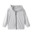 thumbnail image 3 of Sentmoon Girls Sun Shirts UPF Protection Long Sleeve Jackets for Girl Ice Silk Solid Color Hooded Neck Zipper Yoga Tops for Girl Trendy 2025 Summer for Hiking Gray 4 Years, 3 of 7