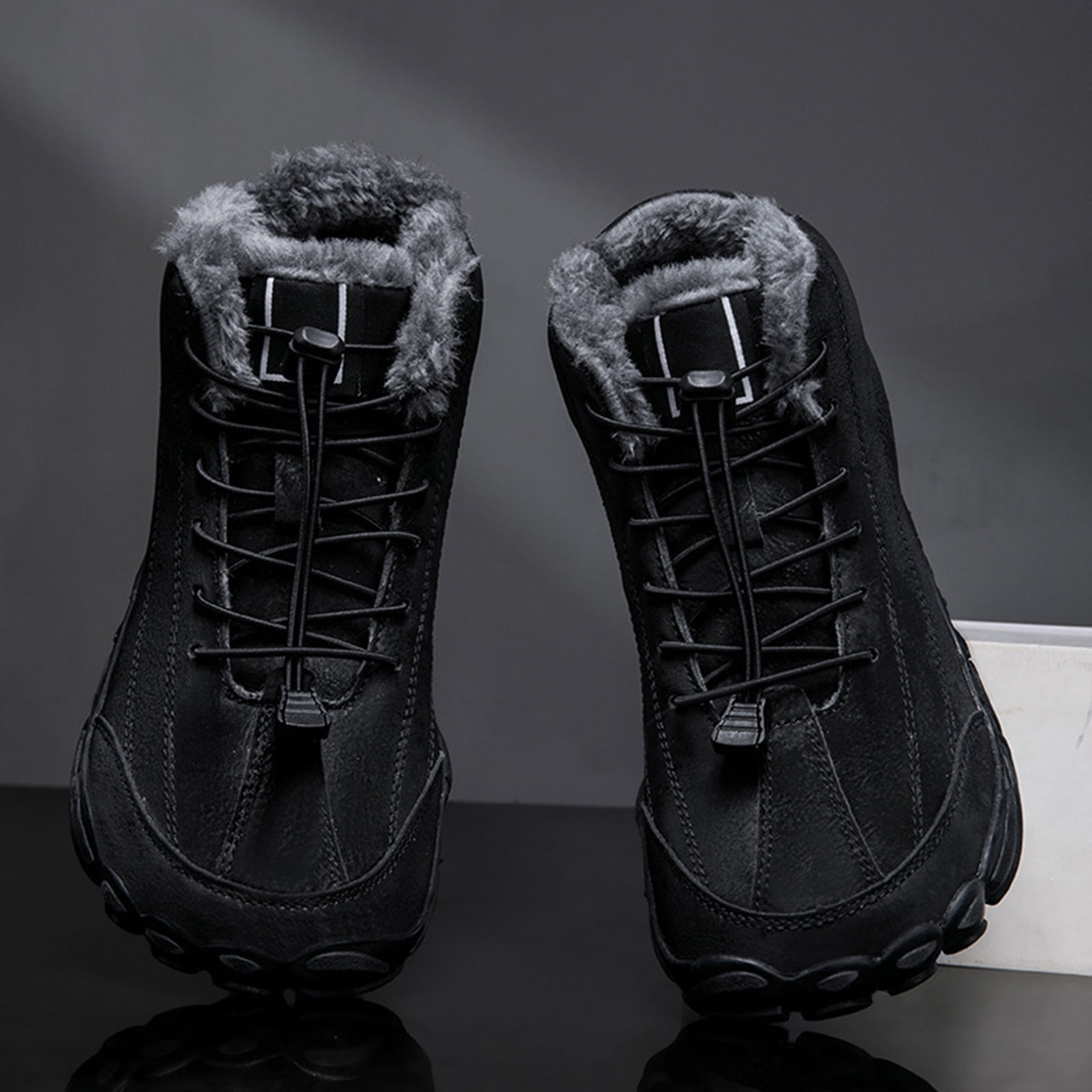 Modisza Mens Womens Barefoot Snow Boots Minimalist Zero Drop Winter Shoes Fleece Lined Ankle Sneakers for Hiking Walking Outdoor