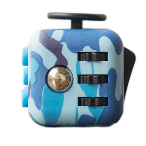 Stress And Anxiety Relieving Fidget Cube Toy For All Ages Blue Camouflouge Print Walmart Com Walmart Com