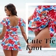 thumbnail image 7 of CHICVOMEY Women's One Piece Swimdress Swimsuits for Women Swim Dress Flower Skirt Ruffled Bathing Suit V Neck Tummy Control Swim Dress One Piece Swimsuit Plus Size Swimwear Bathing, 7 of 7