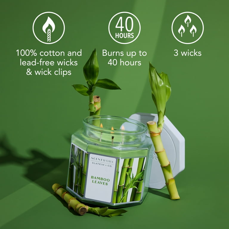 Scentworx 14.5 oz Bamboo Leaves 3-Wick Jar Candle by Slatkin & Co