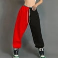 thumbnail image 5 of Fashion Patchwork Streetwear Women Harem Pants Summer Loose Elastic Drawstring Sweatpants High Waist Korean Harajuku Trousers, 5 of 5