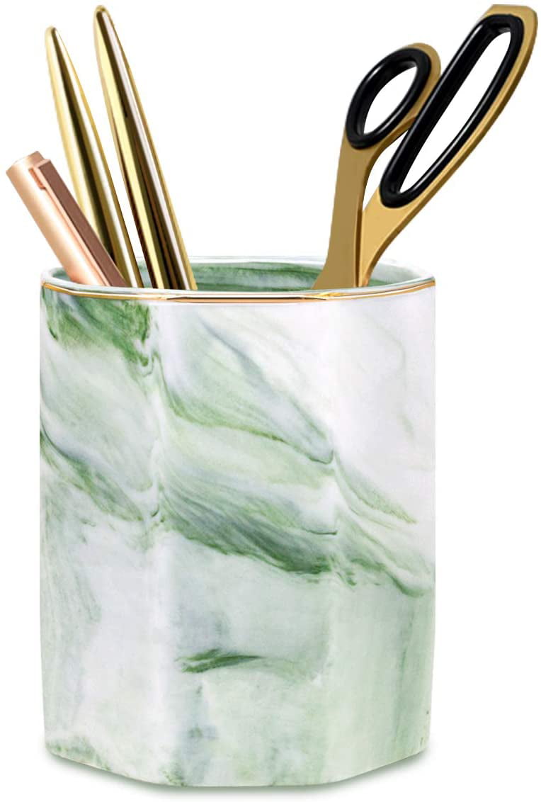 Green Pen Holder for Desk Pencil Holder Ceramic Cute Desktop Organizer Brush Holder Cup 