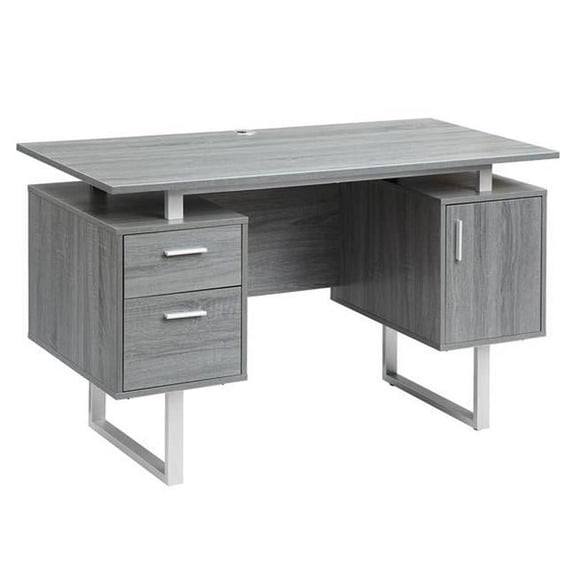 Modern Office Desk with Storage, Grey - 29.75 x 51.25 x 23.25 in.